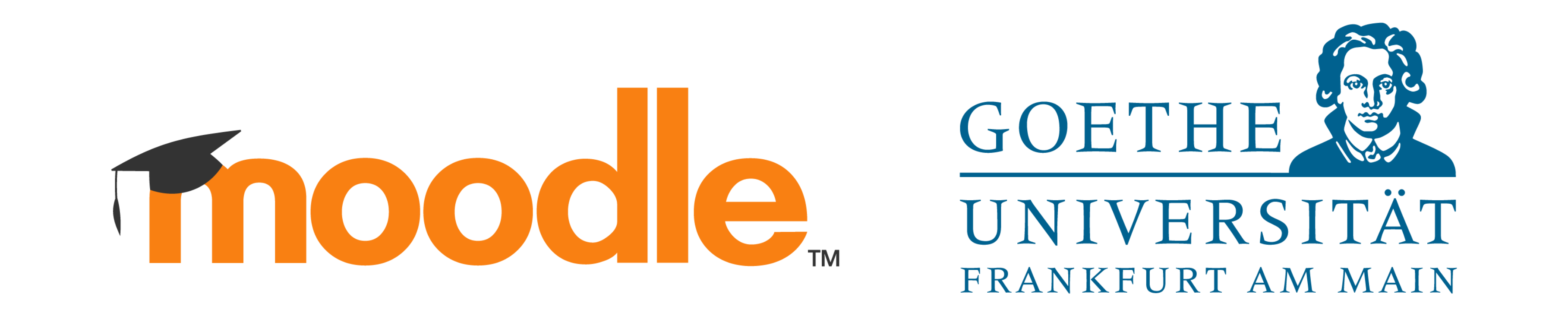 Logos von moodle und der Goethe-Universität Frankfurt.