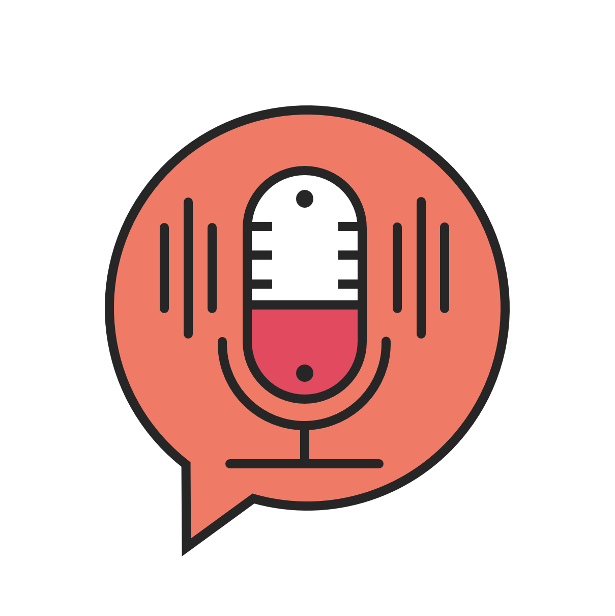 Sprechblase mit Mikrophon